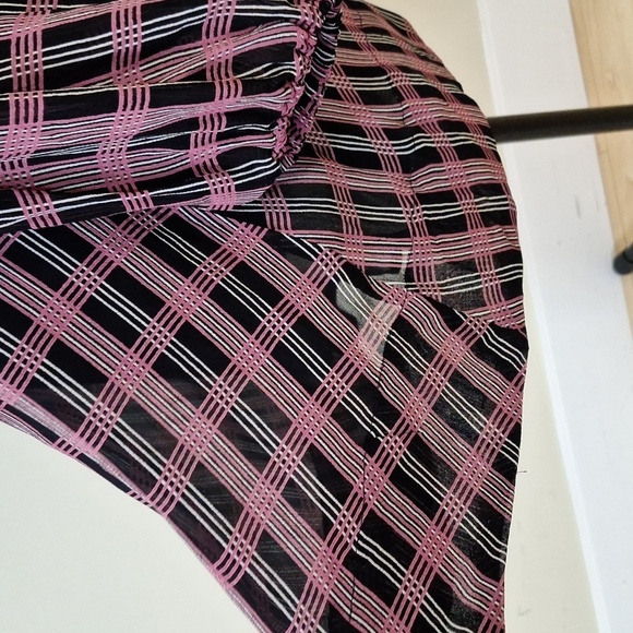 Ganni Georgette Check Long sleeve crepe wrap dress SZ 40 - Picture 10 of 16